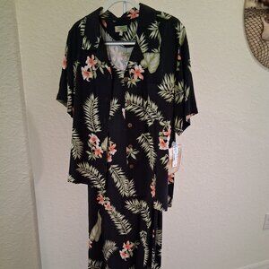 Tahiti Reef Club Vintage Hawaiian Tropical Jacket and Double Slit Dress Set